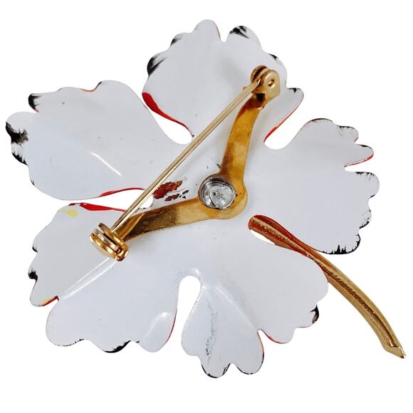 VTG Mid Century Brooch Enamel Leaf Fall Autumn Colors Colorful Metal 50s Jewelry - Picture 9 of 11